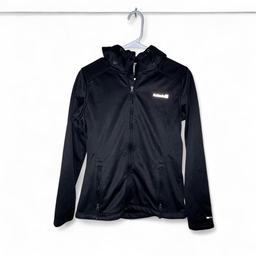 Avalanche Jacket Woman’s Small Black Coat Hooded Hiking Bungees Outdoors Light